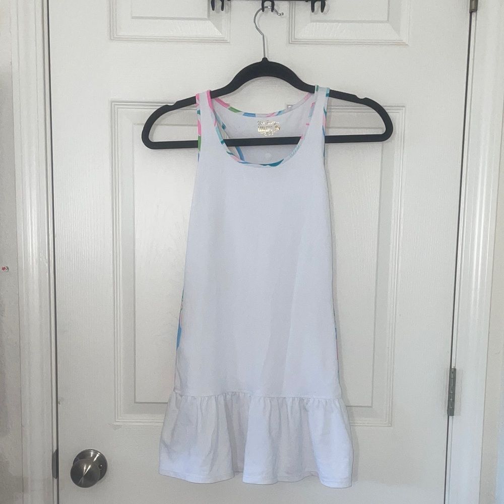 LILLY PULITZER LUXLETIC MINI MIXED DOUBLES DRESS RACERBACK GIRLS RESORT WHITE XL